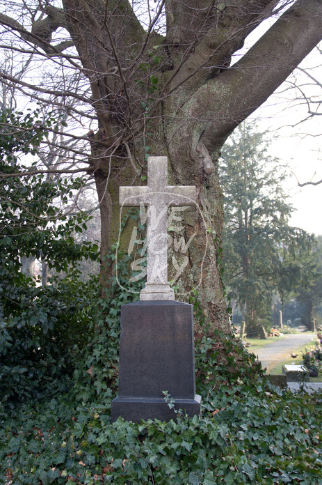 Grabkreuz vor Baum