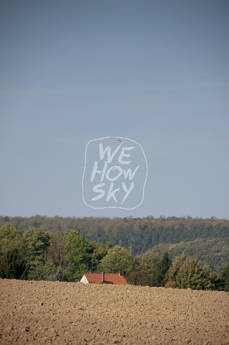 Hausdach hinter Acker