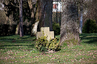 Einzelnes Grabkreuz in der Sonne